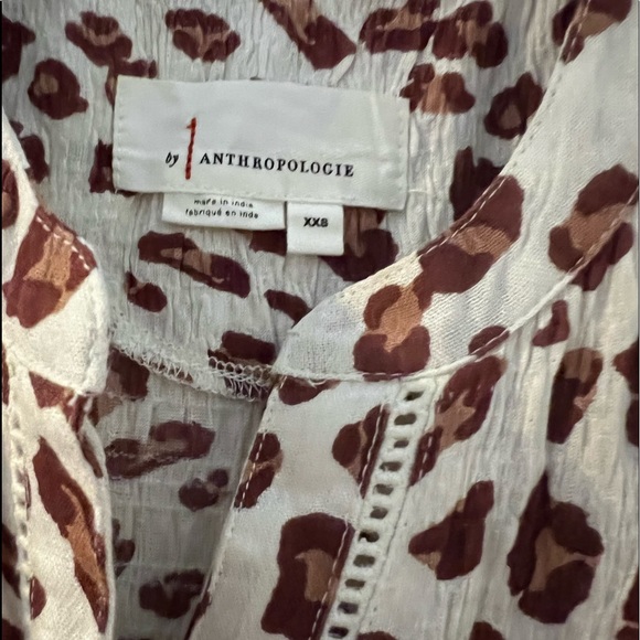 Anthropologie animal print tunic style button down shirt sleeveless flowy - Picture 13 of 13